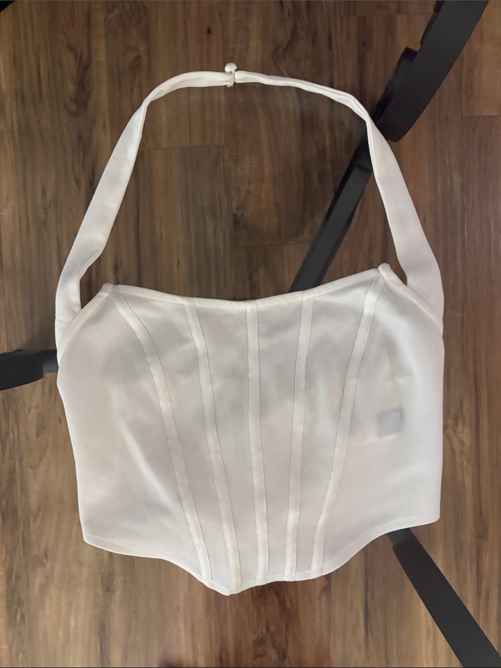 SHEIN White Structured Corset Halter Crop Top
